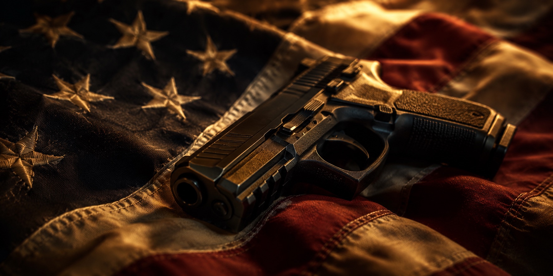 American flag with pistol
